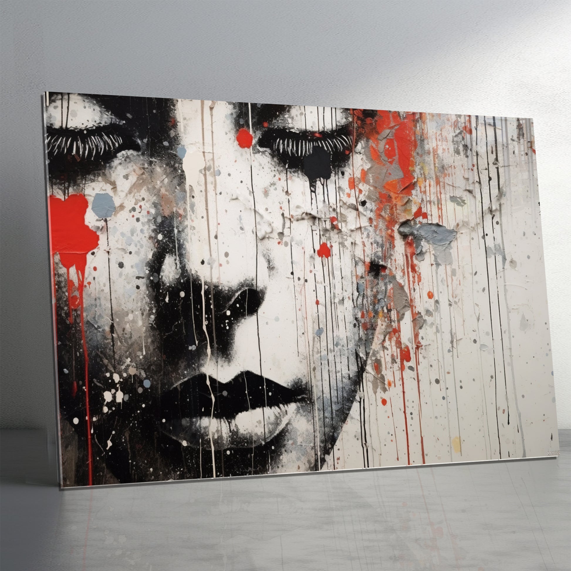 Urban Girl Face Banksy Style Glass Wall Art, Stained Glass Wall Art, Landscape Glass Panel