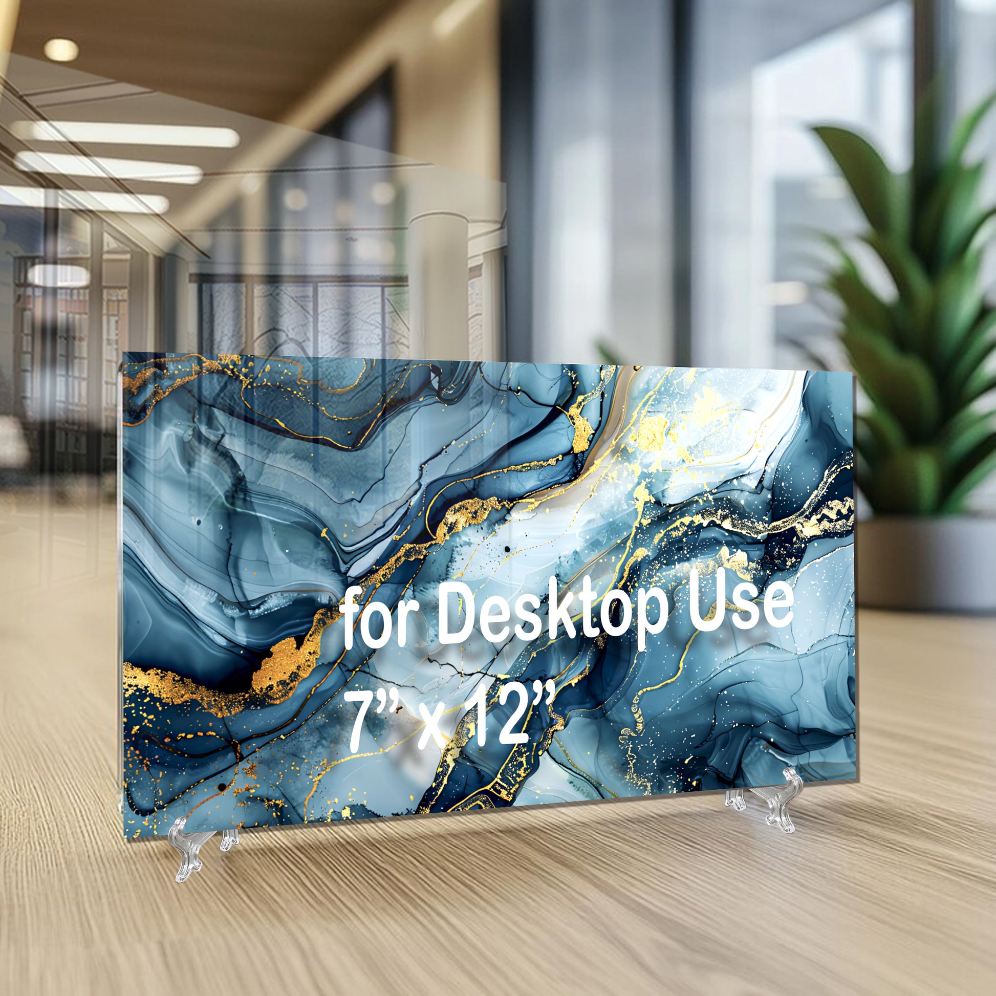 Blue Gold Marble Themed Tempered Glass Wall Art – Framed or Frameless - Luxury Glossy Panel -Stained Glass Wall Art - Marble Themed Glass Backsplash (Copy)
