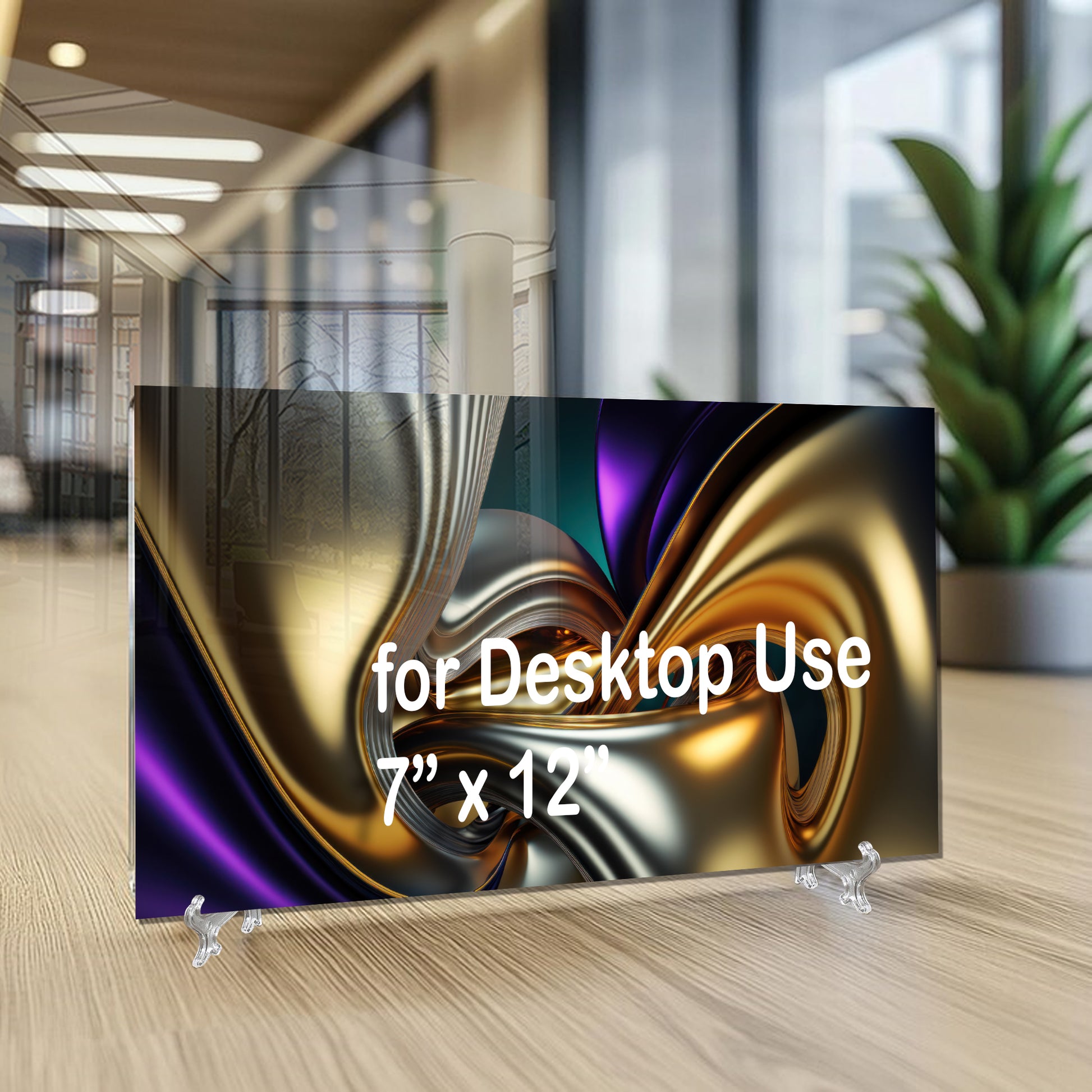 Gold & Purple Abstract Glass Wall Art – Luxury Metallic Fluid Design on Tempered Glass
