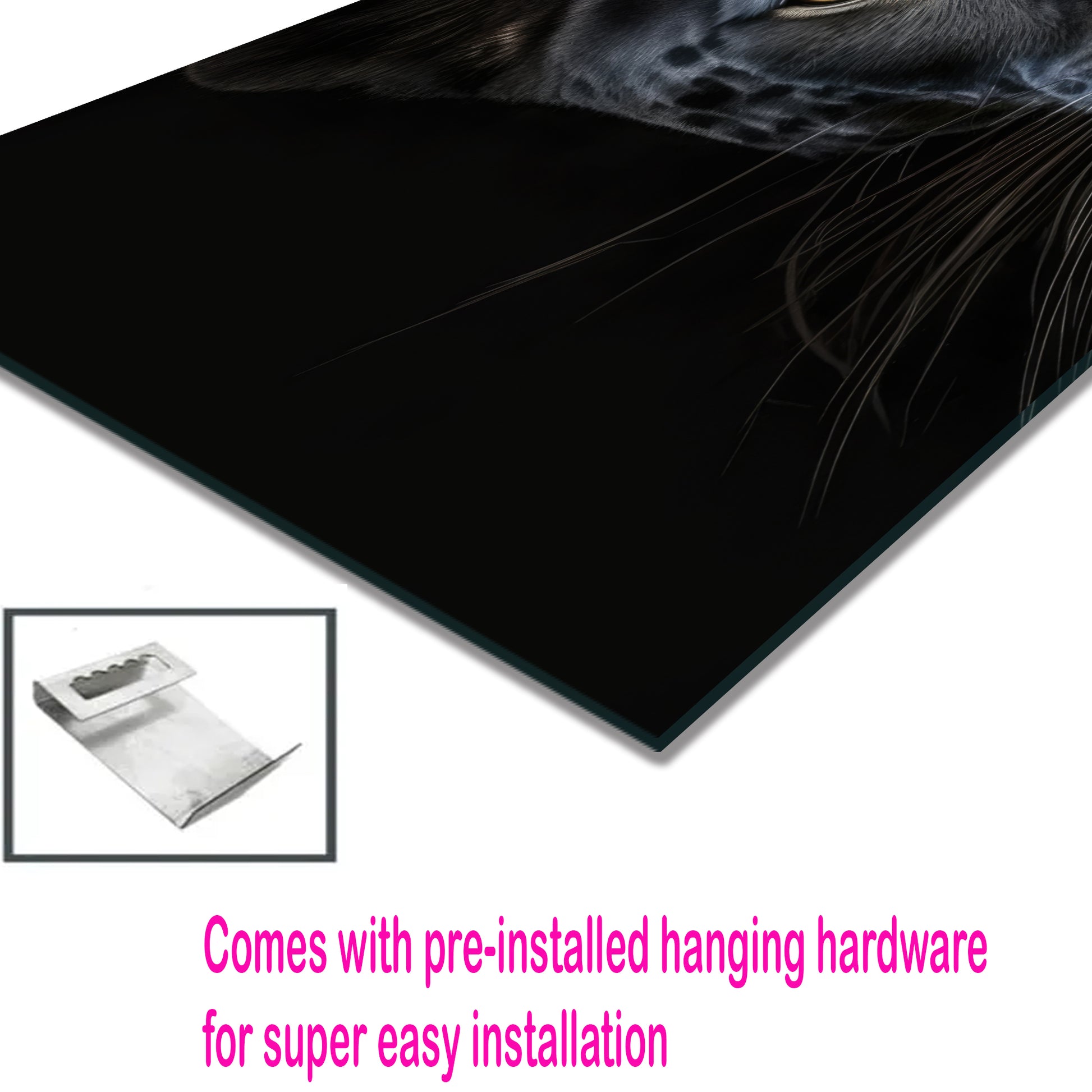 Black Leopard Wall Art – Wild Animal Portrait on Tempered Glass Panel