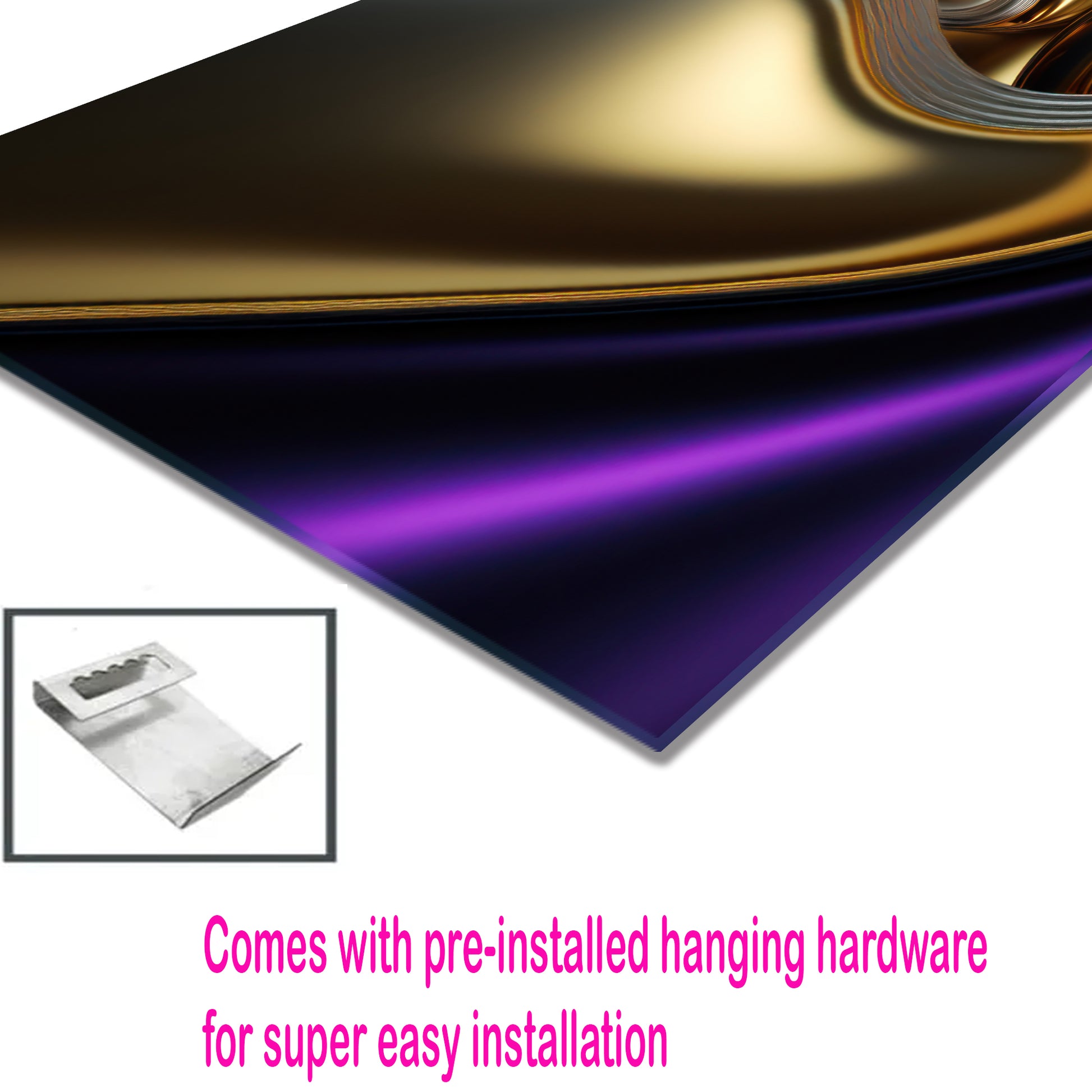 Gold & Purple Abstract Glass Wall Art – Luxury Metallic Fluid Design on Tempered Glass