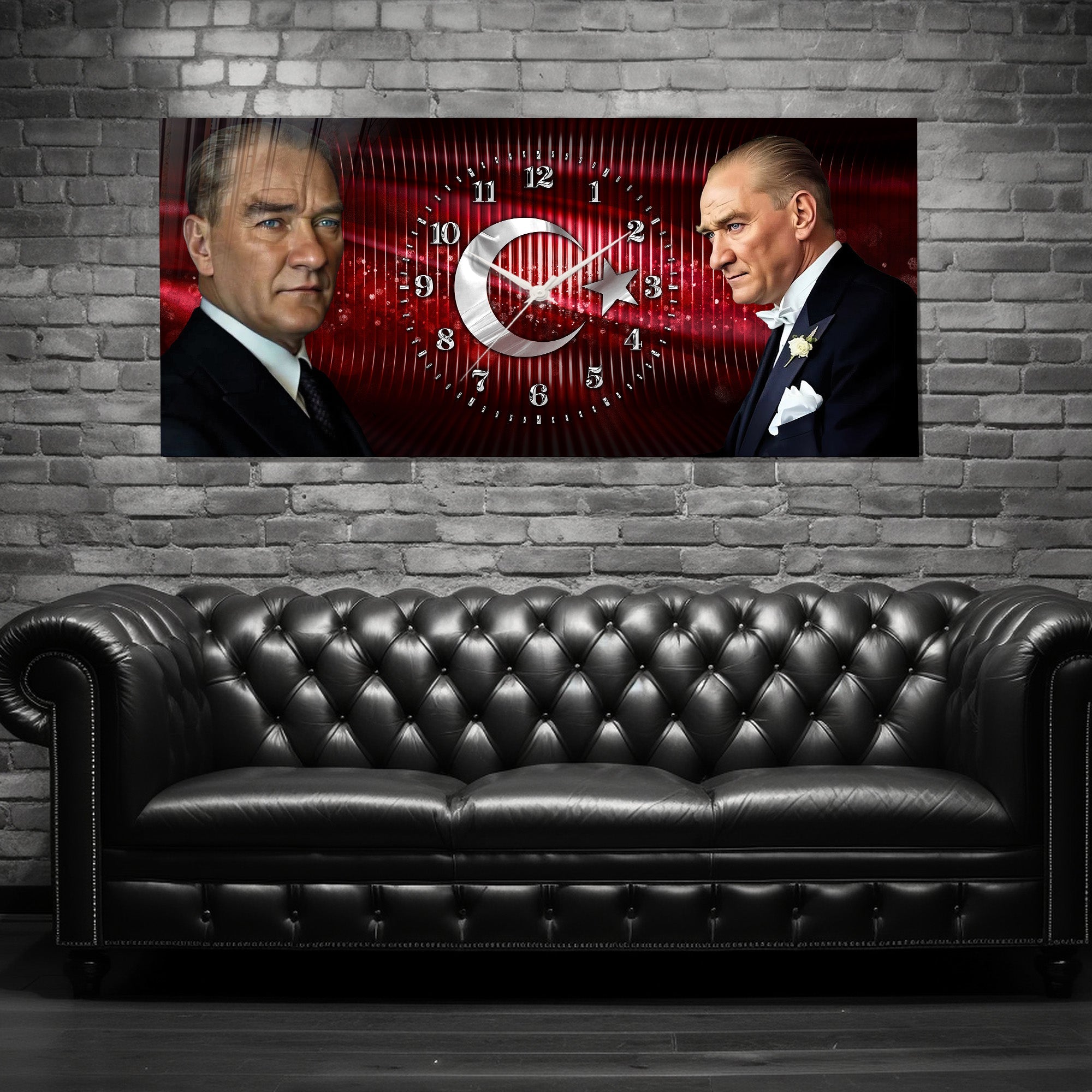 ATATÜRK TEMALI  CAM DUVAR SAATLERİ