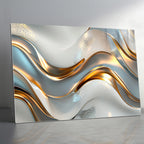Silver Metallic Abstract Tempered Glass Painting, Modern 3D Wall Decor, Stylish and Luxury Glass Artwork