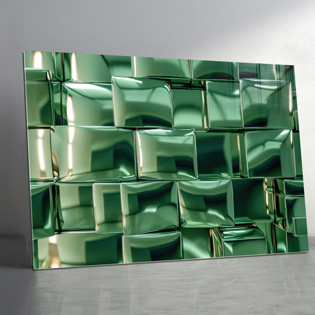 Temperli Cam Modern Soyut Duvar Tablosu – Metalik Yeşil 3D Doku Tasarımı, Lüks Cam Dekor Paneliat Eseri (Kopya)