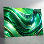 Yeşil Renkli Soyut Temperlenmiş Cam Tablo