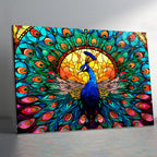 Tavuz Kuşu Temalı Vitray Görünümlü Temperli Cam Tablo – Renkli Doğa Duvar Dekoru