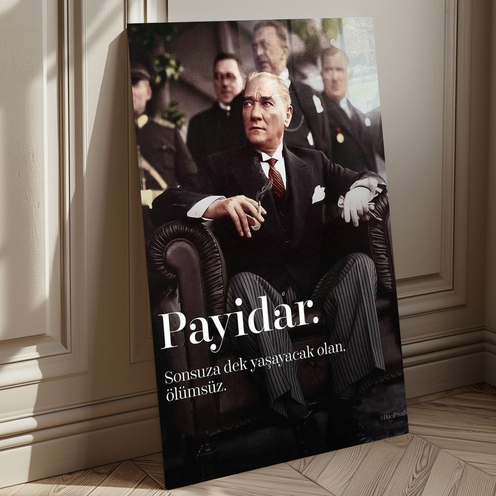 Atatürk Temalı Temperli Cam Duvar Tablosu – Premium UV Baskı, Modern & Şık Dekor