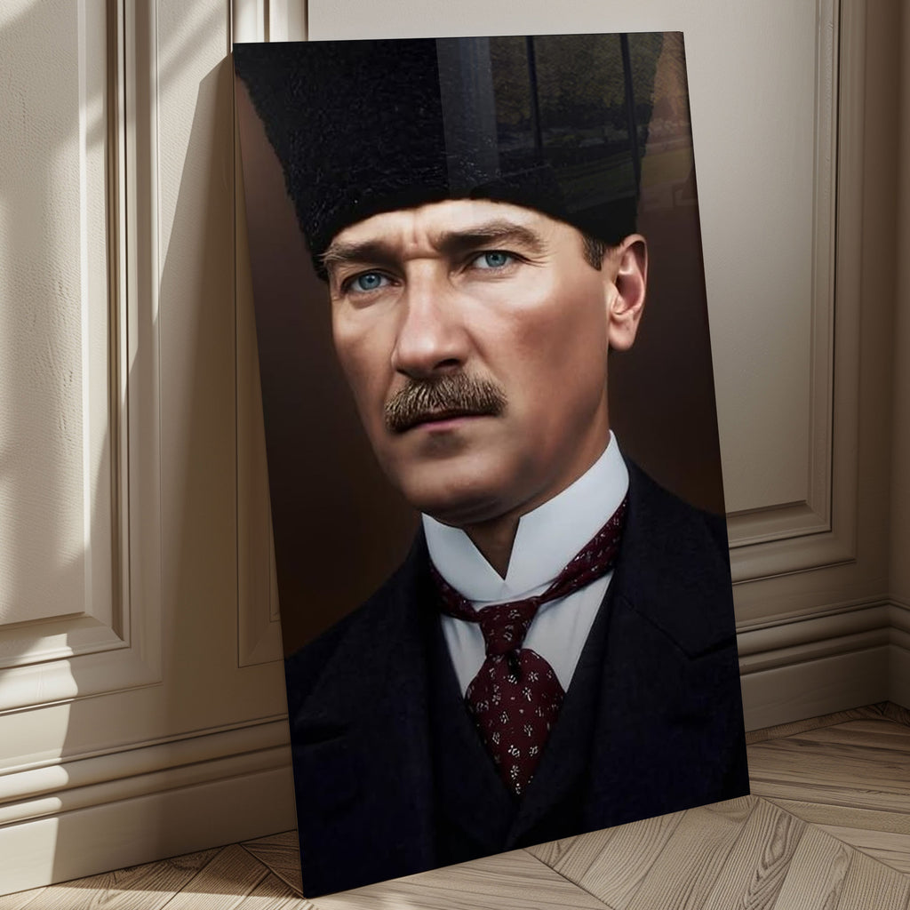 Atatürk Temalı Temperli Cam Duvar Tablosu – Premium UV Baskı, Modern & Şık Dekor