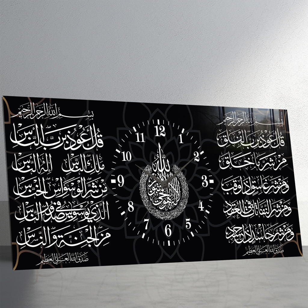 World Map Themed Tempered Glass Wall Clock – Modern Design with Gold Details, Large Wall Decor