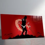 Kırmızı Türk Bayraklı Saatli Temperli Cam Saat –Atatürk Portresi  Tasarım, Premium UV Baskı Duvar Saati