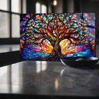 Renkli Ocak Arkası Temperli Cam Panel – Modern Mutfak Backsplash Dekoru