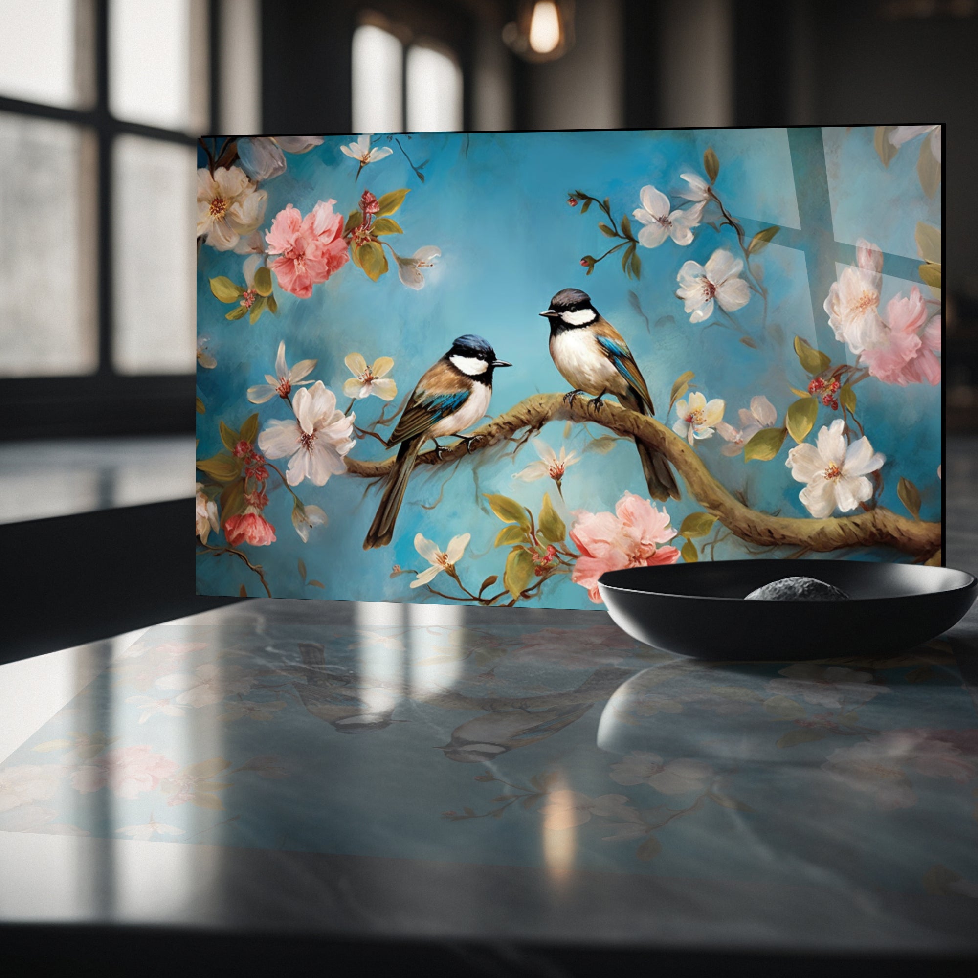 Renkli Ocak Arkası Temperli Cam Panel – Modern Mutfak Backsplash Dekoru