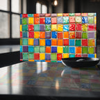 Renkli Ocak Arkası Temperli Cam Panel – Modern Mutfak Backsplash Dekoru