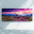 Manzara Temalı Temperli Cam Duvar Saati – Altın Detaylı Modern Tasarım, Büyük Boy Duvar Dekoru