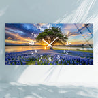 Manzara Temalı Temperli Cam Duvar Saati – Altın Detaylı Modern Tasarım, Büyük Boy Duvar Dekoru (Kopya)