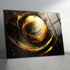 Temperli Cam Duvar Tablosu  Gold Soyut