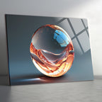 Temperli Cam Duvar Tablosu  Renkli Cam Küre Soyut