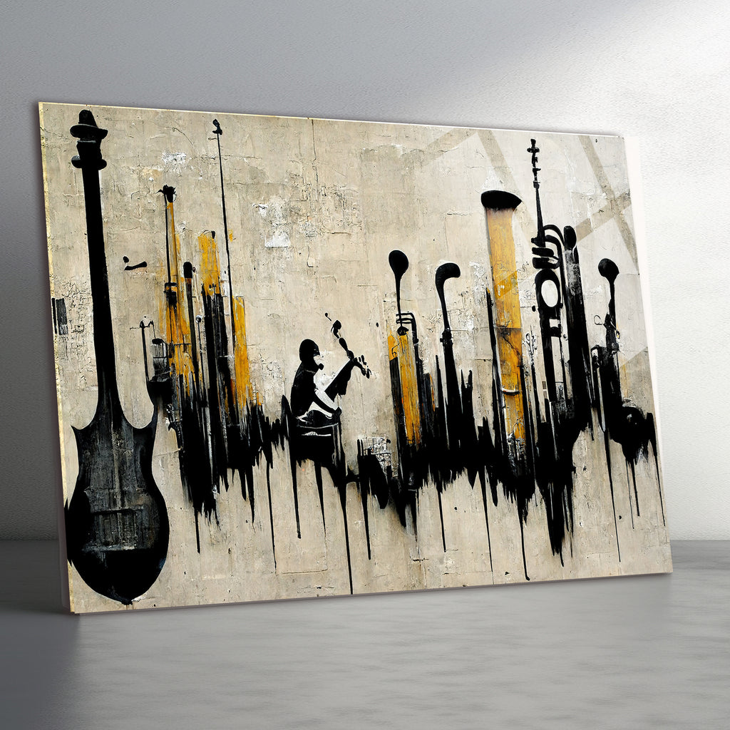 Temperli Cam Duvar Tablosu  Soyut Sokak Sanataları