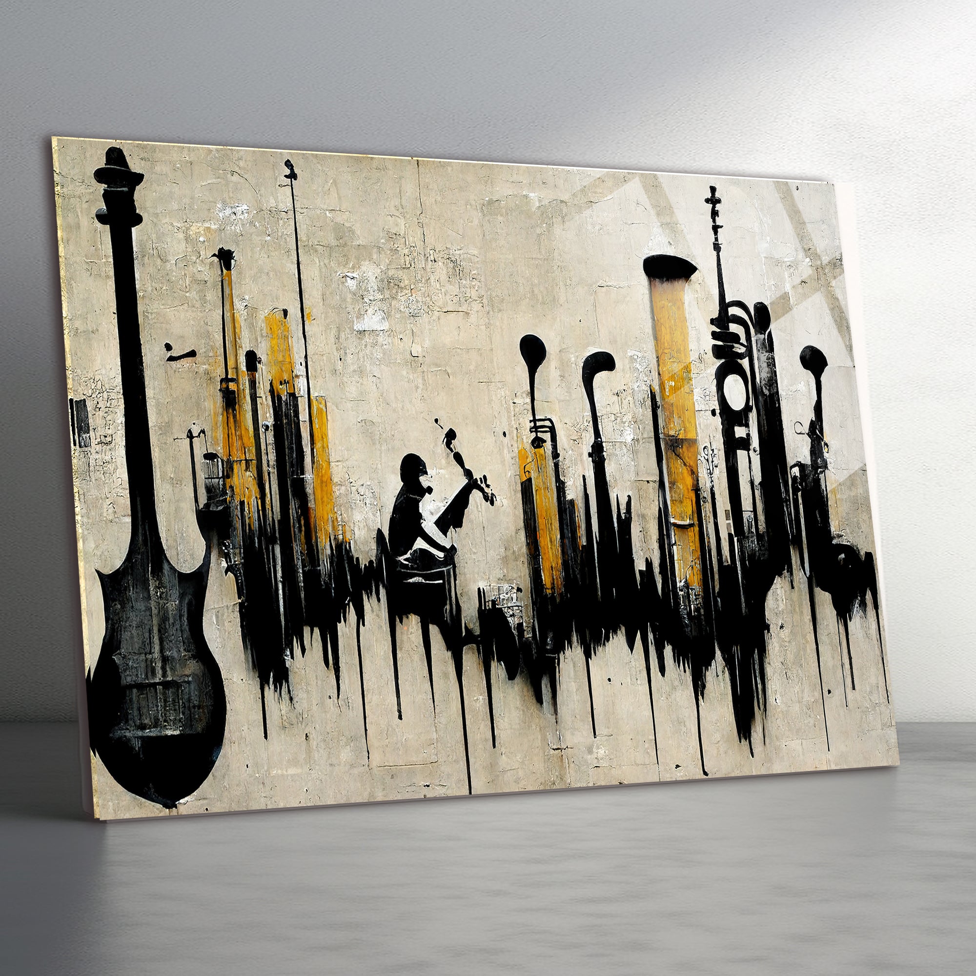 Temperli Cam Duvar Tablosu  Soyut Sokak Sanataları