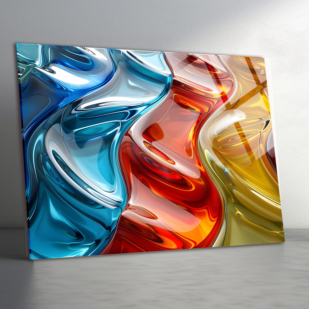 Temperli Cam Duvar Tablosu  Soyut Renkli Camlar