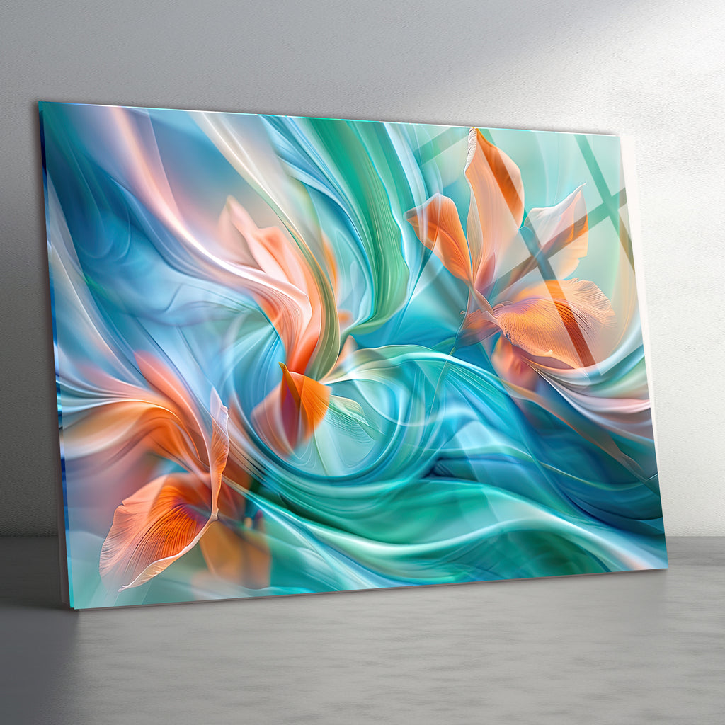 Temperli Cam Duvar Tablosu  Soyut Dağlar (Kopya)