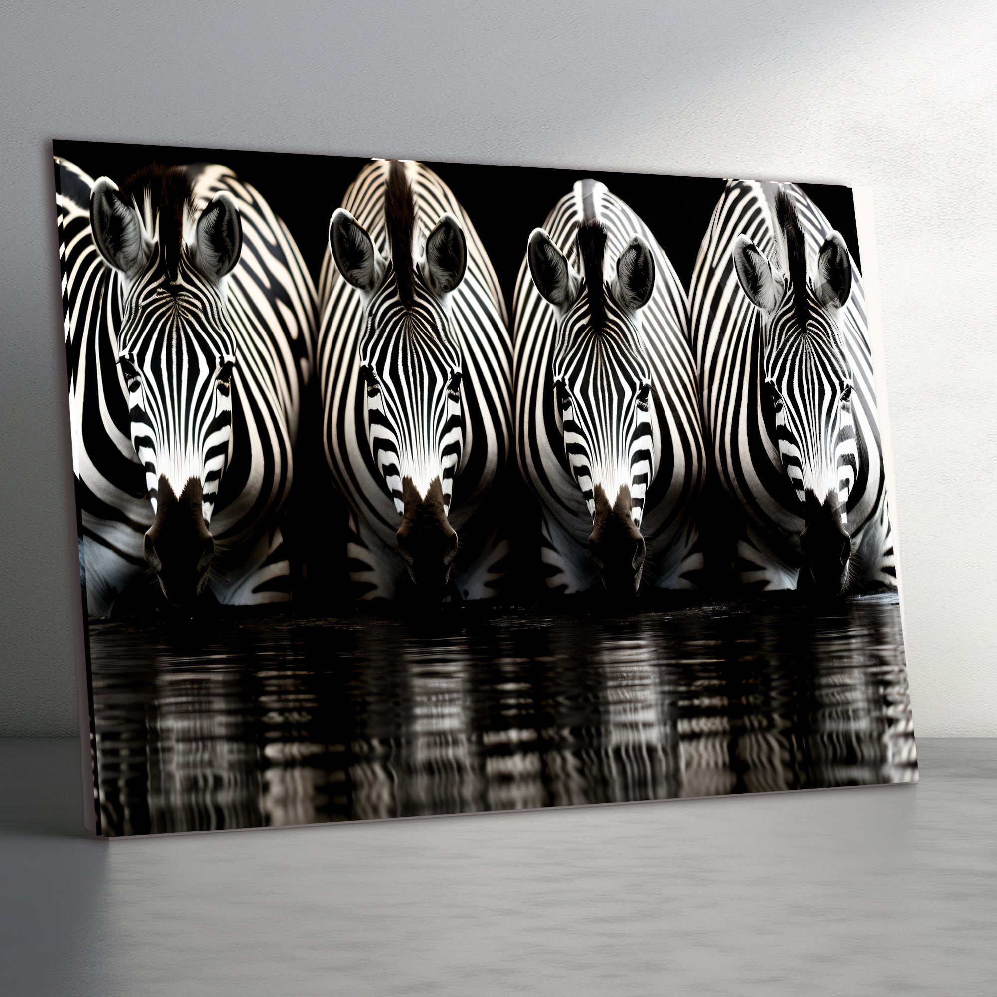 Temperli Cam Duvar Tablosu  Zebralar