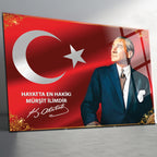 Atatürk Temalı Temperli Cam Duvar Tablosu – Premium UV Baskı, Modern & Şık Dekor