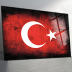 Bayrak Temalı Temperli Cam Duvar Tablosu – Premium UV Baskı, Modern & Şık Dekor