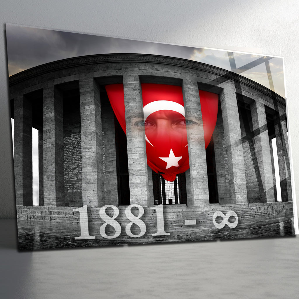 Atatürk Temalı Temperli Cam Duvar Tablosu – Premium UV Baskı, Modern & Şık Dekor