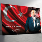 Atatürk Temalı Temperli Cam Duvar Tablosu – Premium UV Baskı, Modern & Şık Dekor