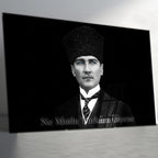 Atatürk Temalı Temperli Cam Duvar Tablosu – Premium UV Baskı, Modern & Şık Dekor