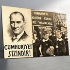 Atatürk Temalı Temperli Cam Duvar Tablosu – Premium UV Baskı, Modern & Şık Dekor