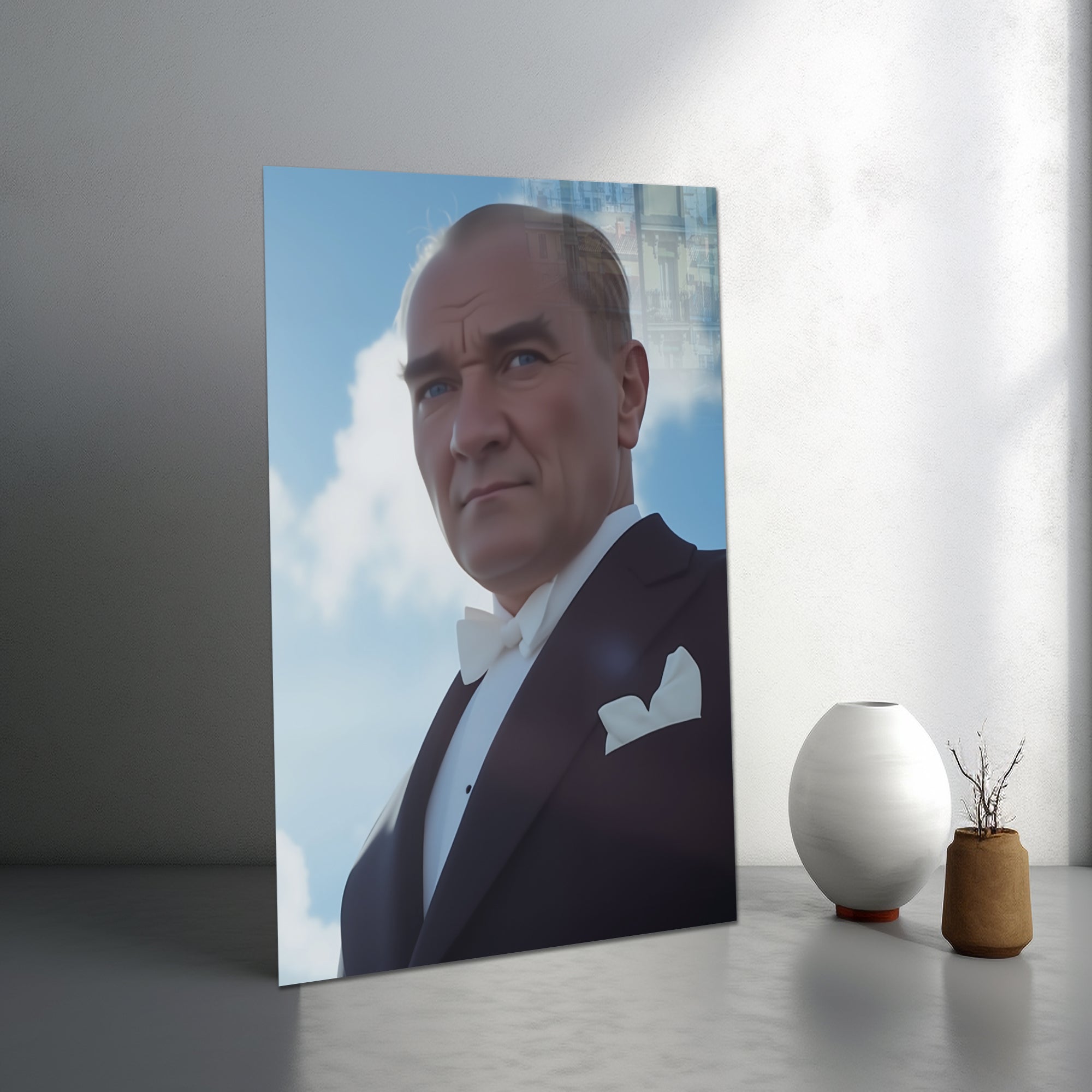 Atatürk Temalı Temperli Cam Duvar Tablosu – Premium UV Baskı, Modern & Şık Dekor