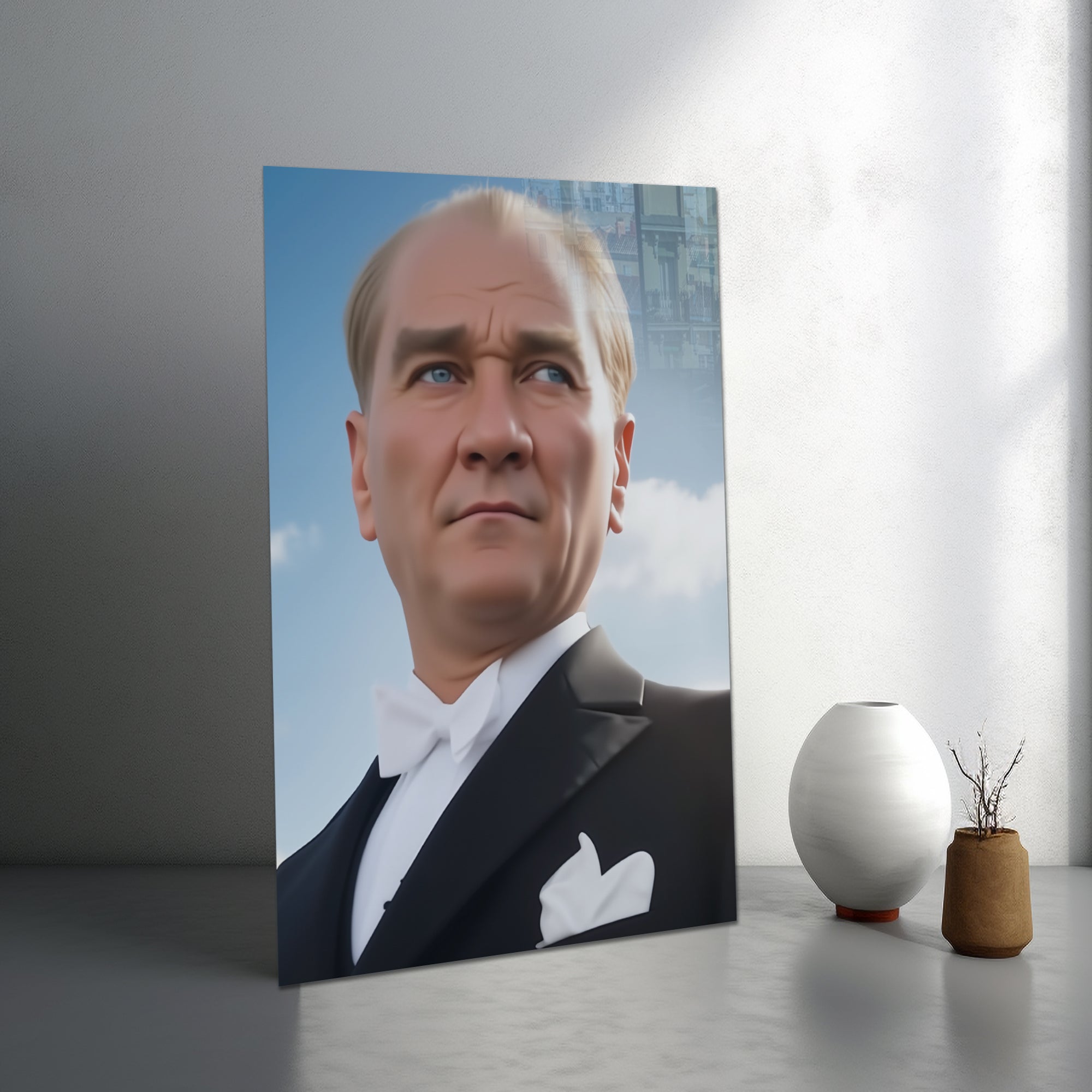 Atatürk Temalı Temperli Cam Duvar Tablosu – Premium UV Baskı, Modern & Şık Dekor