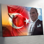 Atatürk Temalı Temperli Cam Duvar Tablosu – Premium UV Baskı, Modern & Şık Dekor