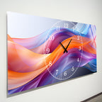 Soyut Temalı Temperli Cam Duvar Saati – Altın Detaylı Modern Tasarım, Büyük Boy Duvar Dekoru