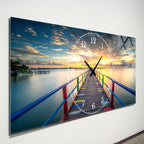 Manzara Temalı Temperli Cam Duvar Saati – Altın Detaylı Modern Tasarım, Büyük Boy Duvar Dekoru (Kopya) (Kopya)