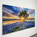 Manzara Temalı Temperli Cam Duvar Saati – Altın Detaylı Modern Tasarım, Büyük Boy Duvar Dekoru (Kopya)