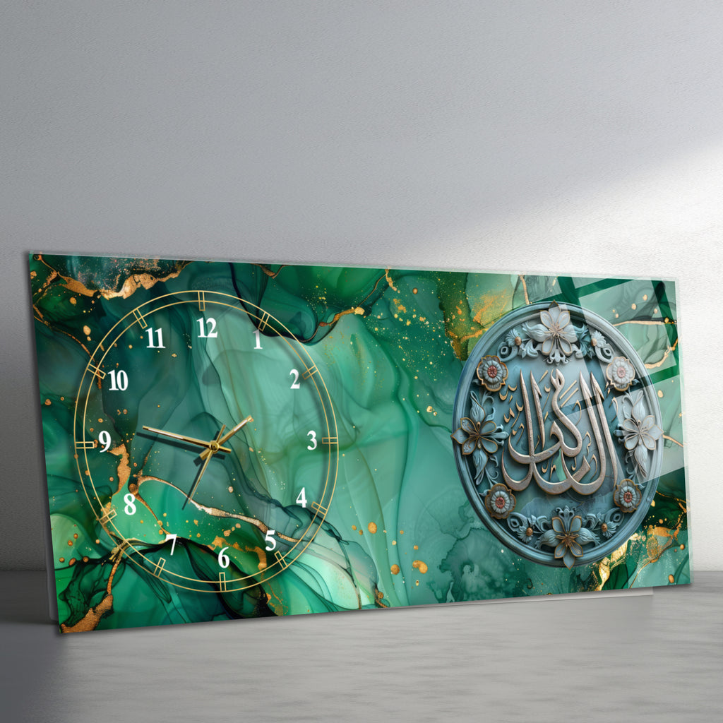 Temperli Cam Duvar Saati – El Vekîl Yazılı İslami Hat Tasarımı