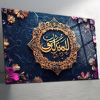 Hummingbird and Flower Themed Stained Glass Tempered Glass Painting – Colorful Nature Wall Decor