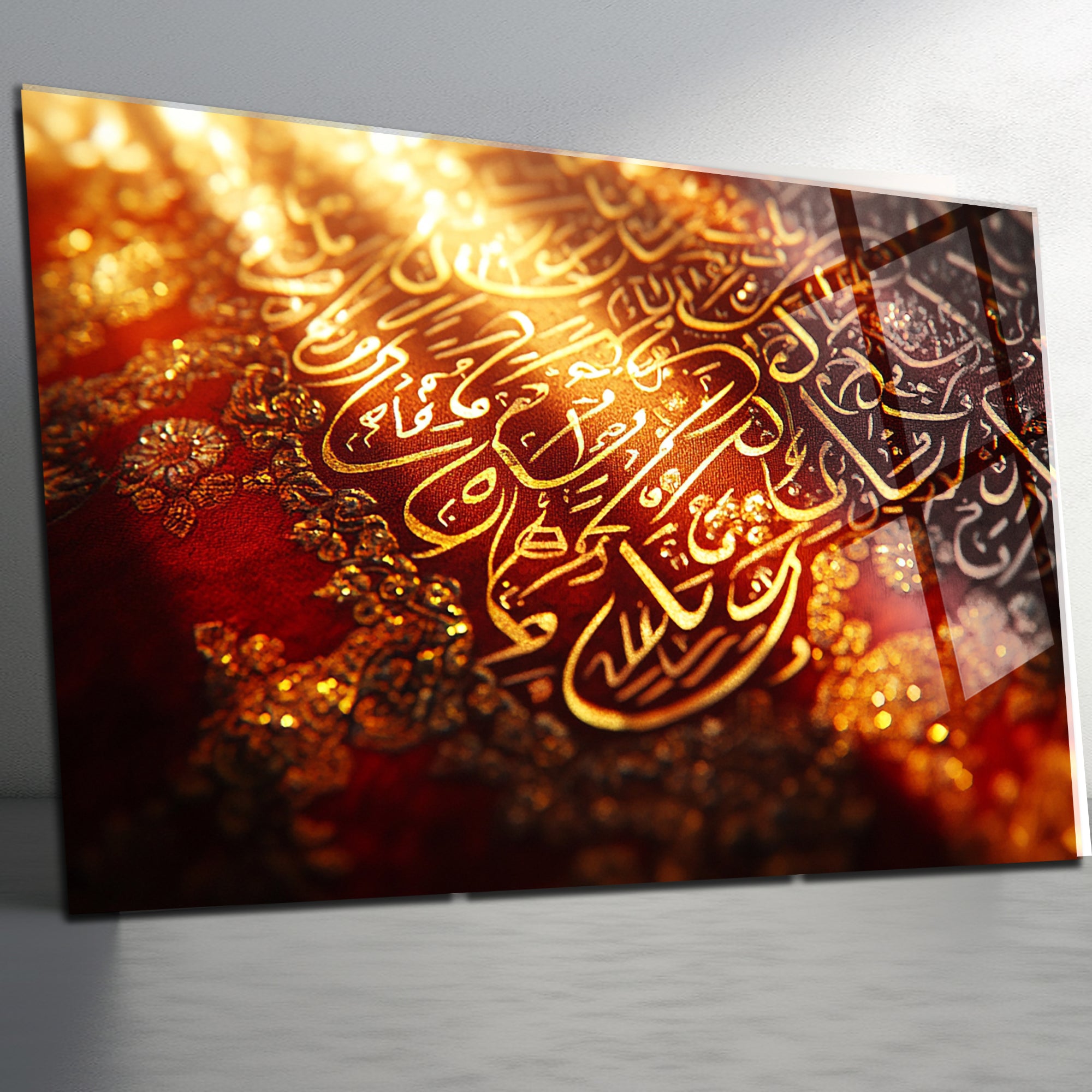 ul Huvallâhu Ehad (İhlâs Suresi) Temperli Cam Tablo | Lüks Parlak Altın Kaligrafi Duvar Dekoru