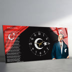 Temperli Cam Saat –Atatürk Portresi  Tasarım, Premium UV Baskı Duvar Saati
