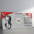 Temperli Cam Saat –Atatürk Portresi  Tasarım, Premium UV Baskı Duvar Saatİ