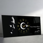 Temperli Cam Saat –Atatürk Portresi  Tasarım, Premium UV Baskı Duvar Saati