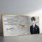 Temperli Cam Saat –Atatürk Portresi  Tasarım, Premium UV Baskı Duvar Saati