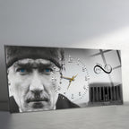 Temperli Cam Saat –Atatürk Portresi  Tasarım, Premium UV Baskı Duvar Saatİ