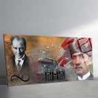 Temperli Cam Saat –Atatürk Portresi  Tasarım, Premium UV Baskı Duvar Saati