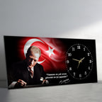 World Map Themed Tempered Glass Wall Clock – Modern Design with Gold Details, Large Wall Decor