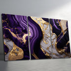 3 Parçalı Temperli Cam Duvar Tablosu Mermer Temalı