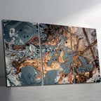 3 Parçalı Temperli Cam Duvar Tablosu Mermer Temalı